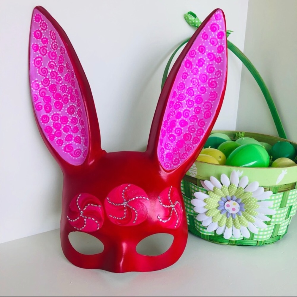 Red Candy Bunny Rabbit Mask - Picture 2 of 2